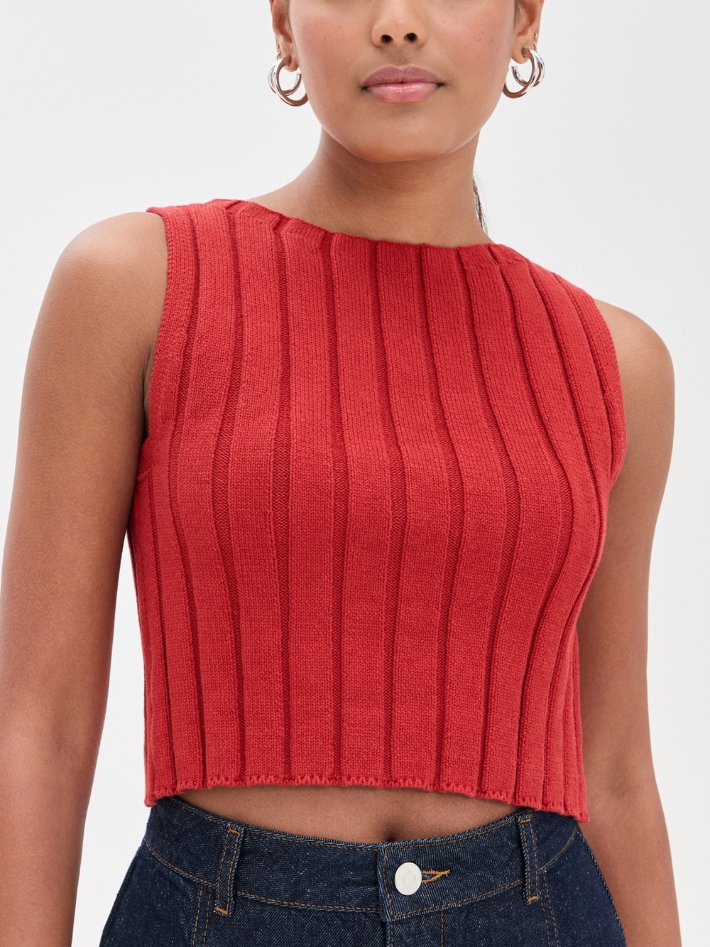 Reformation Callie Cotton Ribbed Sweater Tank